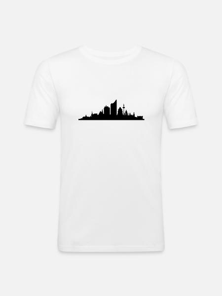 Skyline Leipzig central - Men's Slim Fit T-Shirt - white