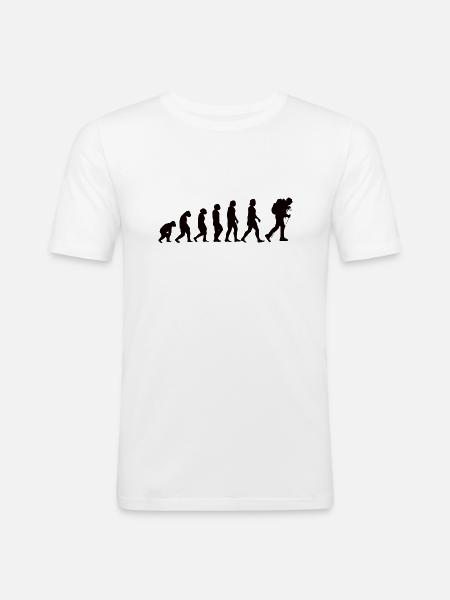 Wandern Evolution Berge Bergsteigen Wanderung - Männer Slim Fit T-Shirt - Weiß