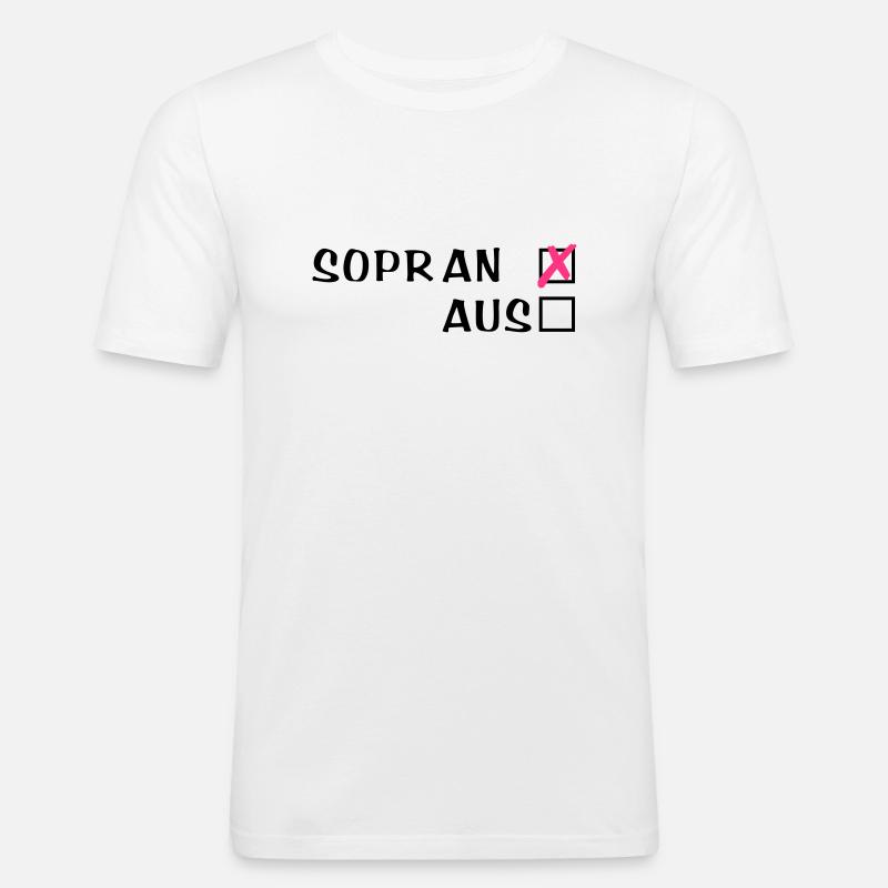 Sopr an oder aus - Männer Slim Fit T-Shirt - Weiß