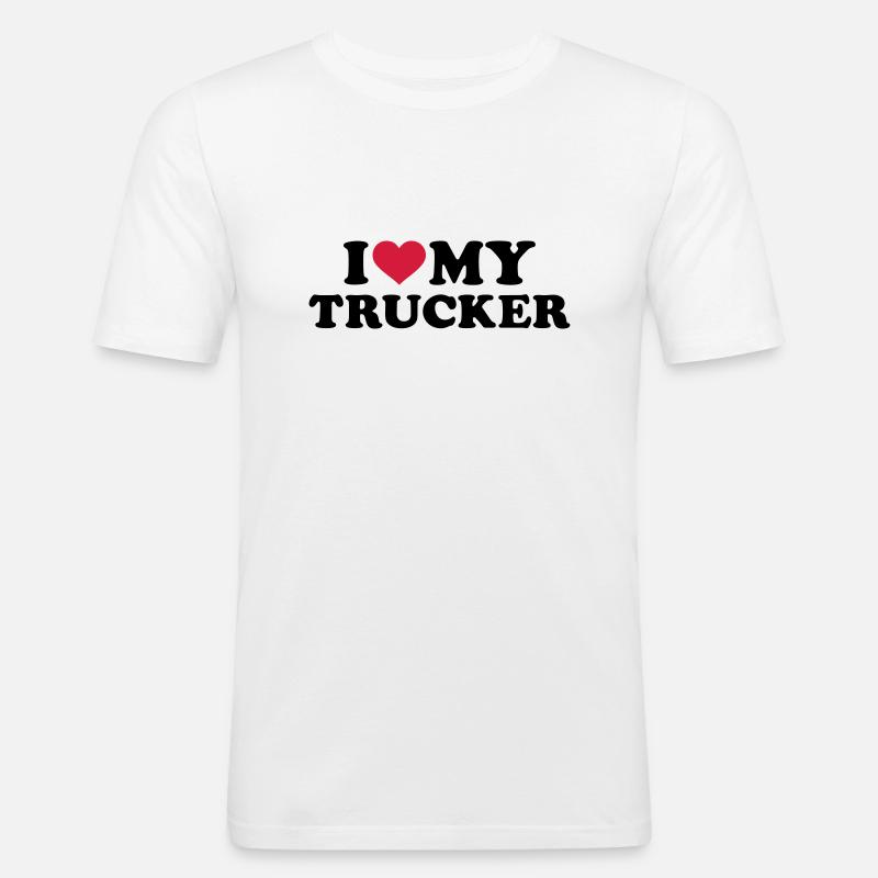 Trucker - Männer Slim Fit T-Shirt - Weiß