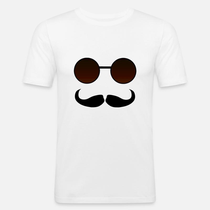 Hispter Schnurrbart und Brille - Männer Slim Fit T-Shirt - Weiß