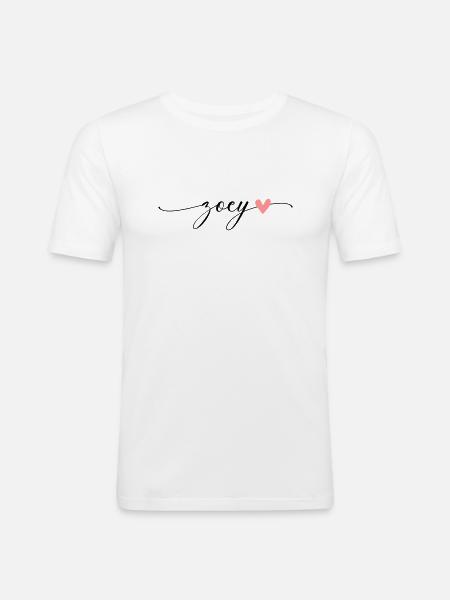 Zoey Nom Prénom Calligraphie Script - T-shirt près du corps Homme - blanc