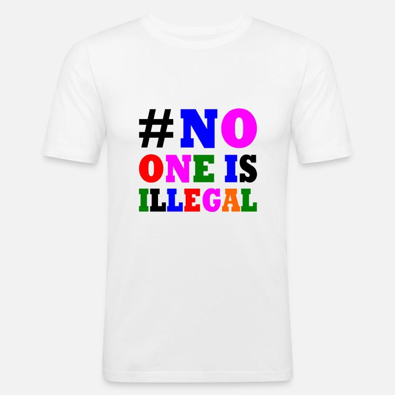 No one is illegal - Männer Slim Fit T-Shirt - Weiß