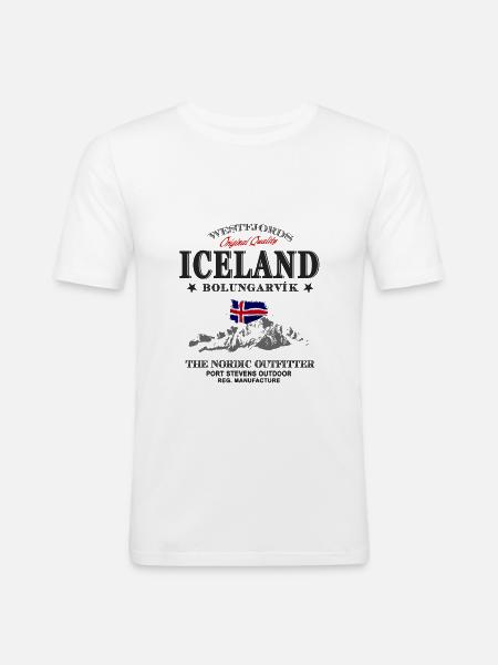 Iceland - Männer Slim Fit T-Shirt - Weiß