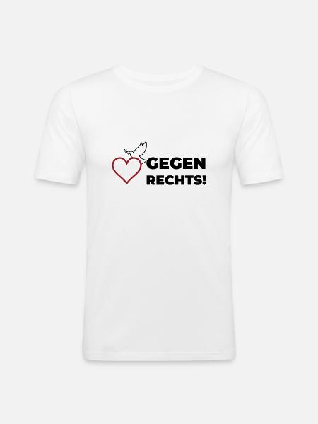 Gegen rechts - Männer Slim Fit T-Shirt - Weiß