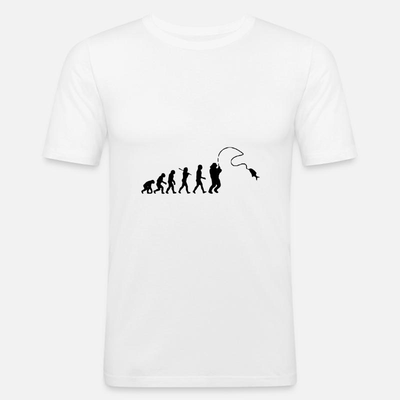 Evolution Fischen Angeln - Männer Slim Fit T-Shirt - Weiß