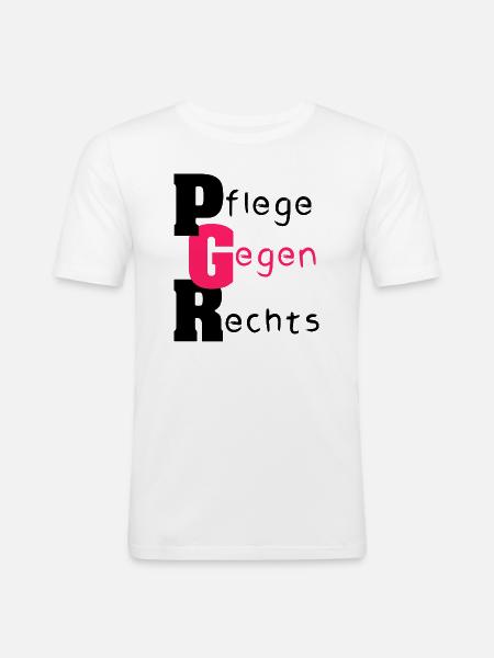 Pflege Gegen Rechts - Männer Slim Fit T-Shirt - Weiß