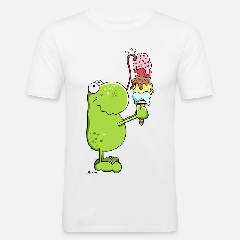 Frosch mit Eis - Männer Slim Fit T-Shirt - Weiß