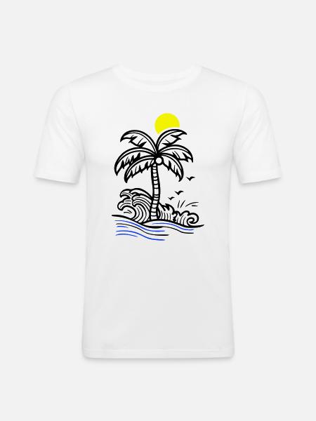 Palm Tree Holidays Beach Summer - Men's Slim Fit T-Shirt - white