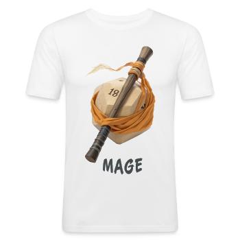W20 mit Zauberstab – Mage Fantasy Dice - Männer Slim Fit T-Shirt - Weiß - Vorne - Nik (191cm)
