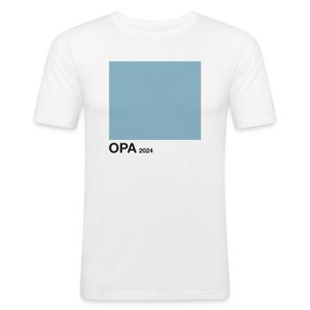 Opa 2024 blau - Männer Slim Fit T-Shirt - Weiß - Vorne - Nik (191cm)
