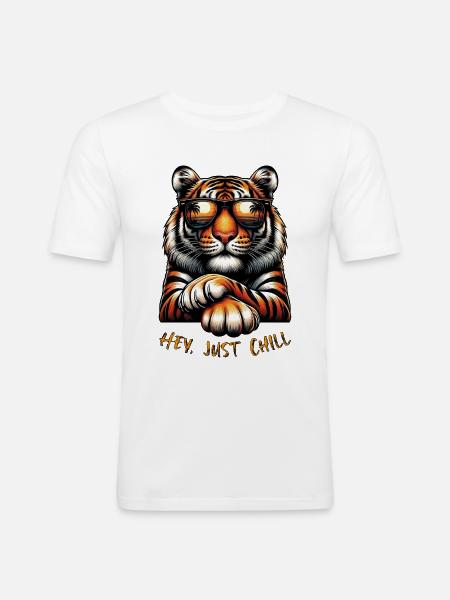 Tiger - Hey, just chill - Men's Slim Fit T-Shirt - white