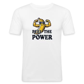 Peel the Power 🍌💪 - Men's Slim Fit T-Shirt - white - Front - Nik (191cm)