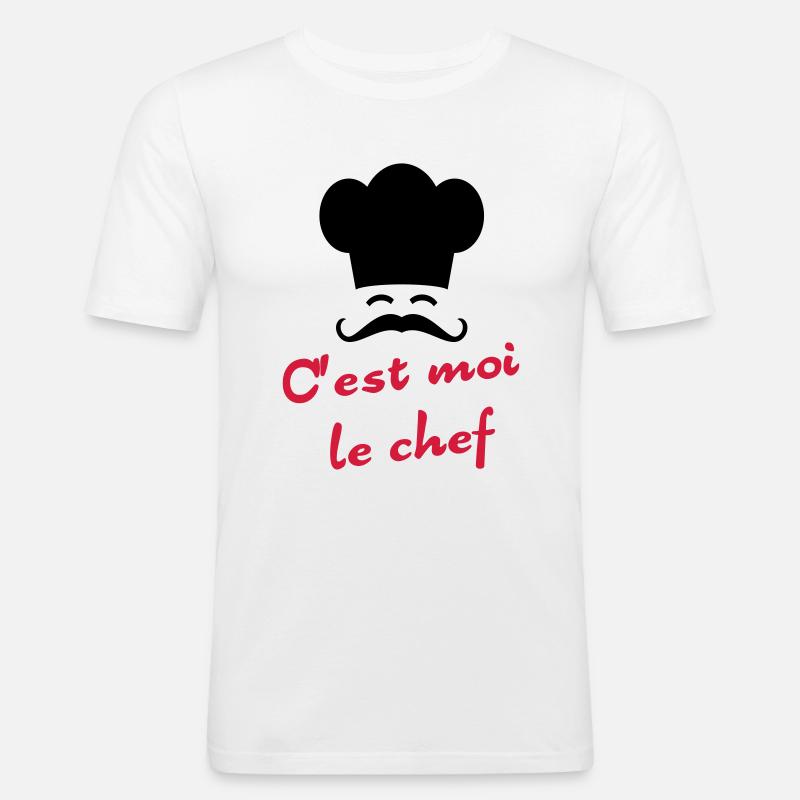 C'est moi le chef - Männer Slim Fit T-Shirt - Weiß