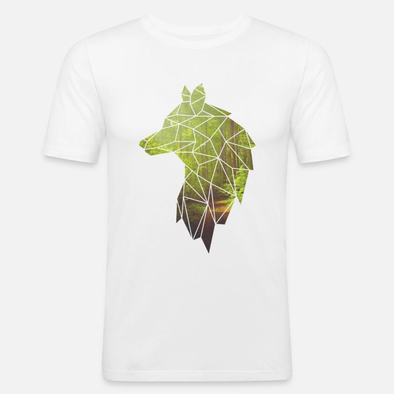Polygon Wolf - Männer Slim Fit T-Shirt - Weiß