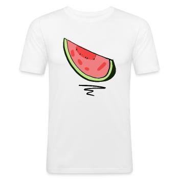 Watermelon - Men's Slim Fit T-Shirt - white - Front - Nik (191cm)