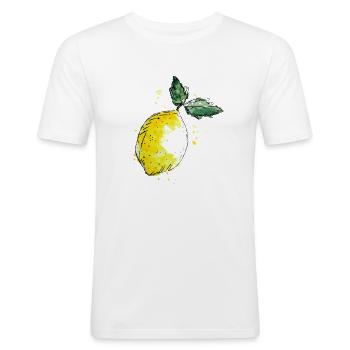 Zitrusfrisch - Männer Slim Fit T-Shirt - Weiß - Vorne - Nik (191cm)