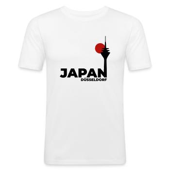 Japan goes Düsseldorf - Männer Slim Fit T-Shirt - Weiß - Vorne - Nik (191cm)