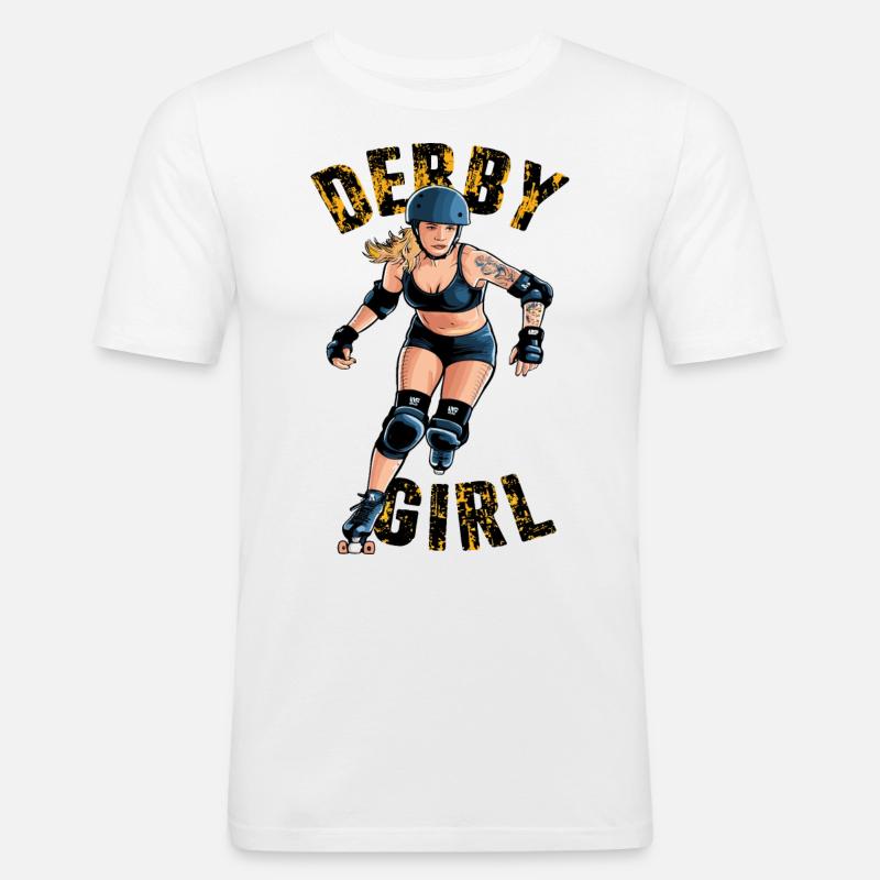 Rollschuhe Roller Derby Rollschuhfahren - Männer Slim Fit T-Shirt - Weiß