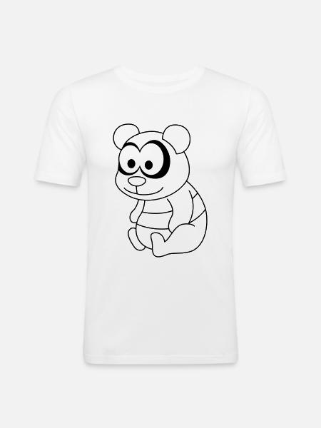 Panda Comic Tier - Männer Slim Fit T-Shirt - Weiß