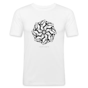 Shoe flower octagon - Fleur de chaussure - T-shirt près du corps Homme - blanc - Devant - Nik (191cm)