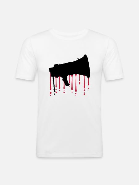 Blood Drops Megafon Propaganda Speaker - Men's Slim Fit T-Shirt - white