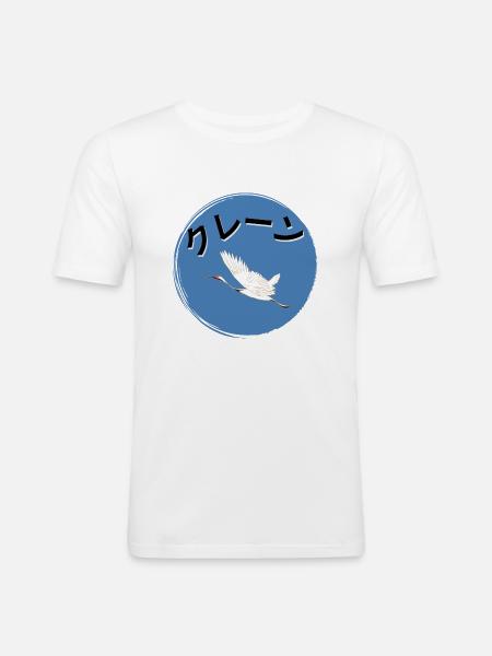 Kranich_Flug - Männer Slim Fit T-Shirt - Weiß