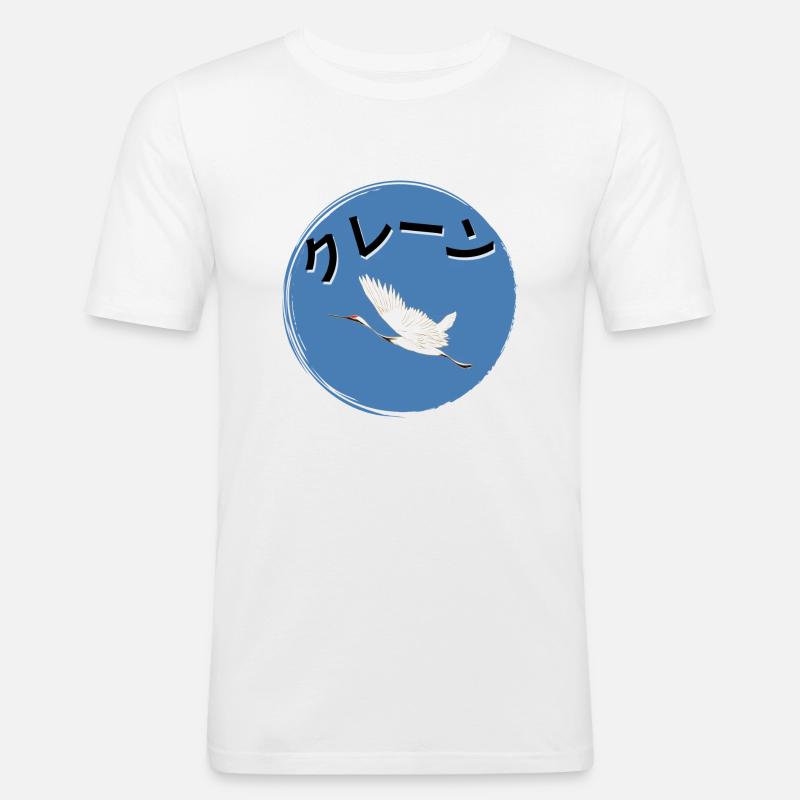Kranich_Flug - Männer Slim Fit T-Shirt - Weiß