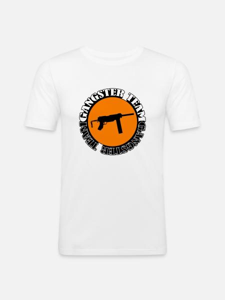 Gangster Team Gun 002 - Men's Slim Fit T-Shirt - white
