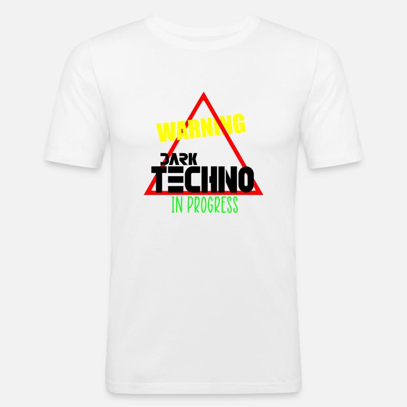 Düsterer Techno in Arbeit - Männer Slim Fit T-Shirt - Weiß