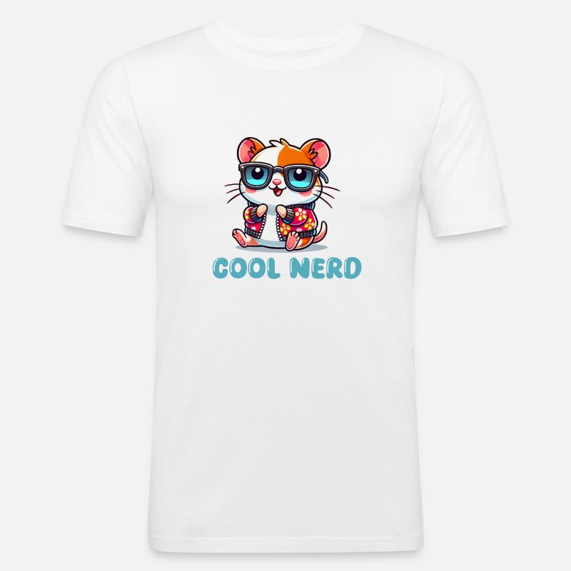 hamster comic cool nerd - Männer Slim Fit T-Shirt - Weiß