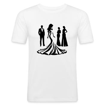 Mariée - T-shirt près du corps Homme - blanc - Devant - Nik (191cm)