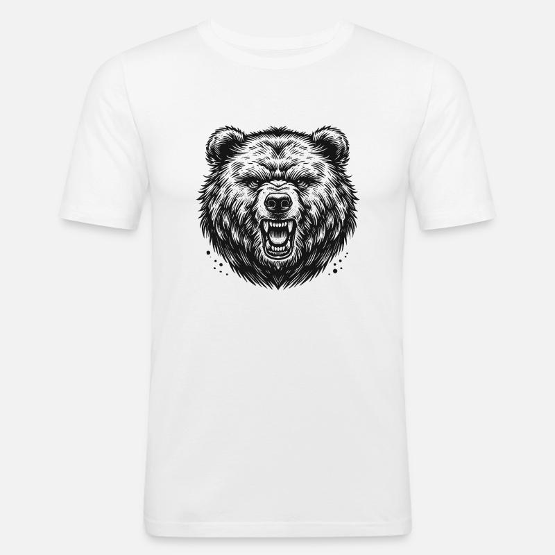 Bär - Männer Slim Fit T-Shirt - Weiß