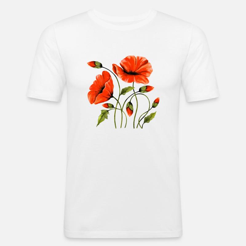 Fleur - T-shirt près du corps Homme - blanc