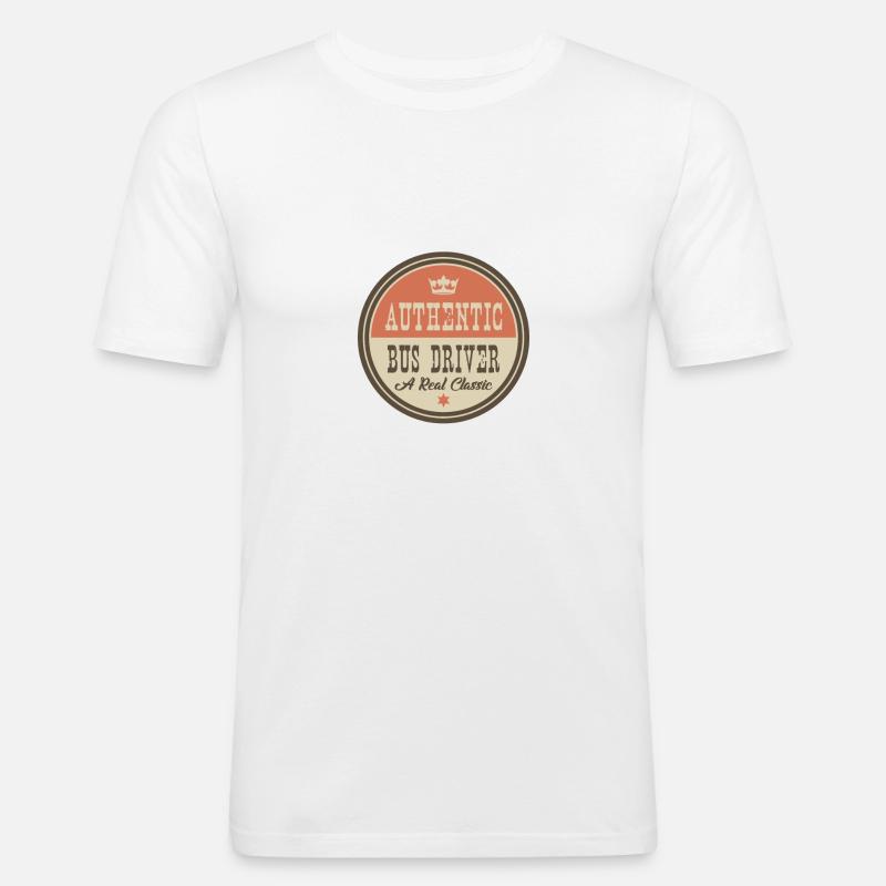 AUTHENTIC BUS DRIVER - BUSFAHRER - Männer Slim Fit T-Shirt - Weiß