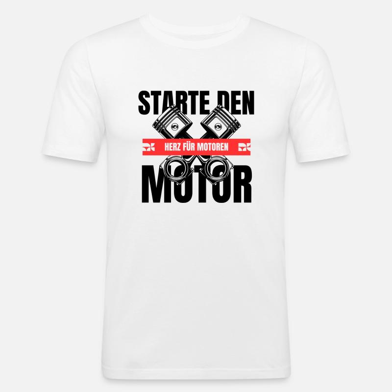 Starte den Motor - Männer Slim Fit T-Shirt - Weiß