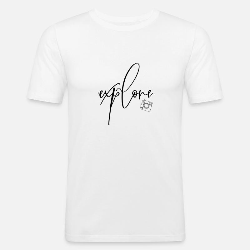 Explore the world - Männer Slim Fit T-Shirt - Weiß