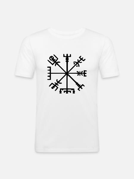Vegvísir (Viking Compass) - Men's Slim Fit T-Shirt - white