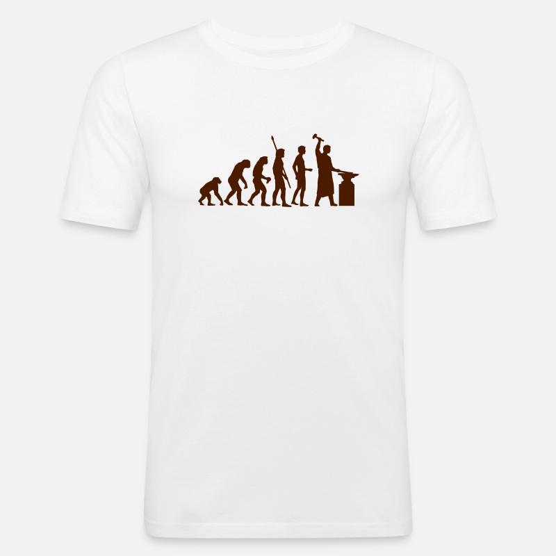 evolution_schmied_b - Männer Slim Fit T-Shirt - Weiß