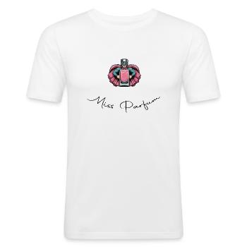 Miss Parfum - Superheroine - Men's Slim Fit T-Shirt - white - Front - Nik (191cm)