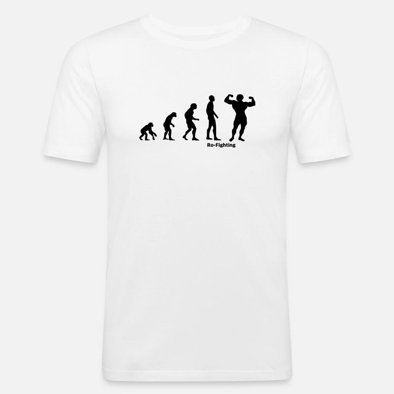 Evolution Bodybuilding Bodybuilder Geschenk - Männer Slim Fit T-Shirt - Weiß