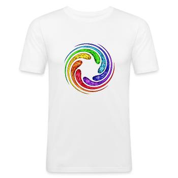 Regenbogen 7 Chakra Wirbel Spirale Yoga Symbol - Männer Slim Fit T-Shirt - Weiß - Vorne - Nik (191cm)