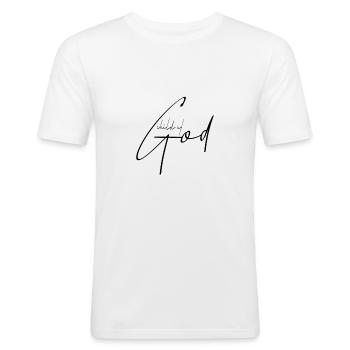 child of god religious Jesus believe faith love - Männer Slim Fit T-Shirt - Weiß - Vorne - Nik (191cm)
