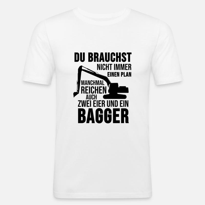 Bagger Baggerfahrer Baustelle Sprüche Geschenk - Männer Slim Fit T-Shirt - Weiß