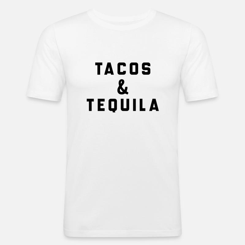 Tacos und Tequila - Männer Slim Fit T-Shirt - Weiß