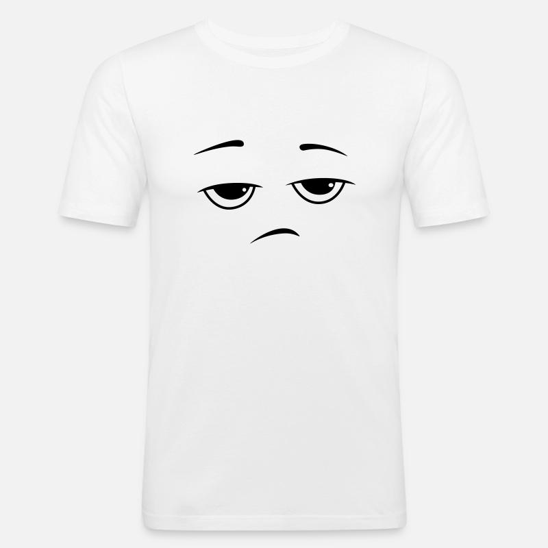 Bored Smile Smiley - Männer Slim Fit T-Shirt - Weiß