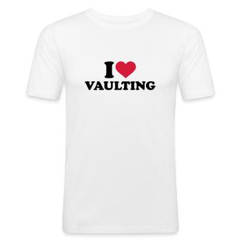 Voltigieren - Männer Slim Fit T-Shirt - Weiß - Vorne - Nik (191cm)