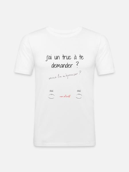 Veux tu m'épouser ? - T-shirt près du corps Homme - blanc