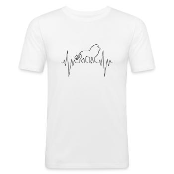 Lion Pulse - Männer Slim Fit T-Shirt - Weiß - Vorne - Nik (191cm)