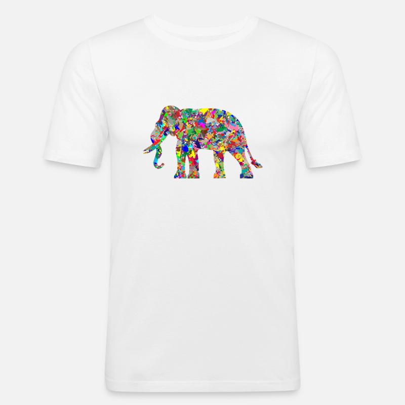 Elefant bunte Farbkleckse Geschenk Geschenkidee - Männer Slim Fit T-Shirt - Weiß